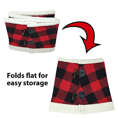 New Traditions - Buffalo Check Stand Band Christmas Tree Collar with Toggle - Black/Red