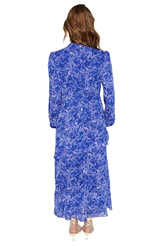 Robe violette à volants fluide au mouvement gracieux pour femme