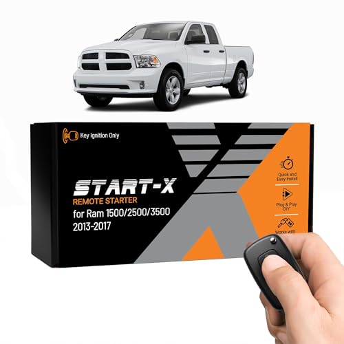 Start-X Remote Starter Kit for RAM 1500 2500 3500 (2013 2014 2015 2016 2017) Trucks with Key Ignition | Plug & Play Install | Use Your OEM Key Fob | Lock 3X to Remote Start | Zero Wire Splicing
