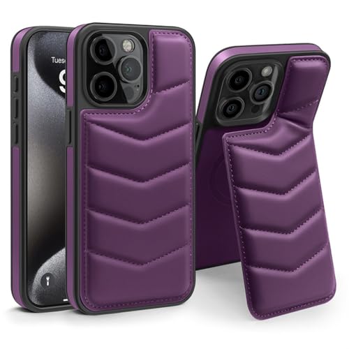 Étui porte-cartes magnétique iPhone 13 Pro Max violet style doudoune
