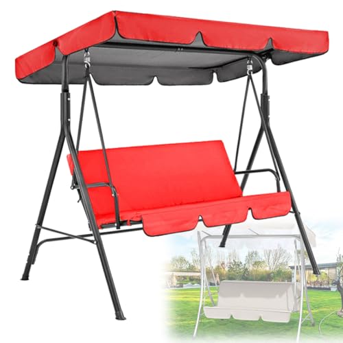 Vcyex tak för hollywoodgunga 3-sitsig soltak för hollywoodgunga 210D vattentäta hollywoodgungor reservdelar (skydd och sätesskydd) röd, 164 x 114 x 15 cm