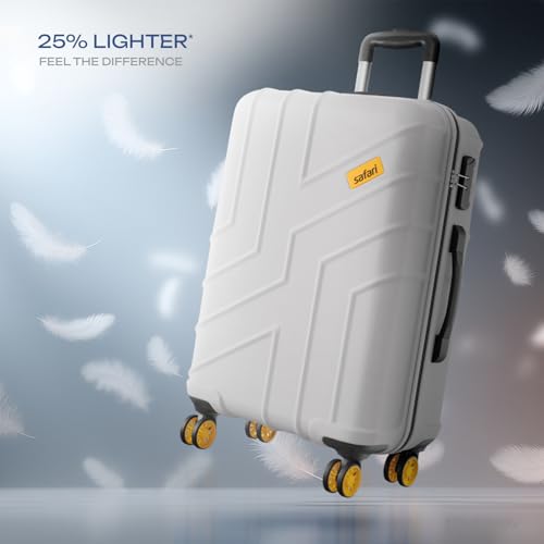 Image of Safari Large Stratos 8 Wheels 75cm Size Check-in Trolley Bag, Hard Case Polycarbonate, 360º Wheeling Luggage for Men & Women, Travel Bag, Suitcase for Travel, Trolley Bags for Travel, Cloud Grey