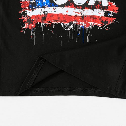 Image of Boys 4th of July Tank Kids American Flag Sleeveless Shirts Cotton Patriotic Tees Top Independence Day Clothes