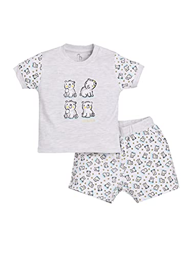 Image of BABY GO 100% Pure Cotton Kids T-Shirt &Shorts for Baby Boys(12-18 Months, WHITE)