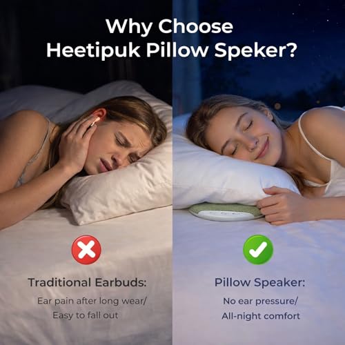 Image of Bluetooth Pillow Speaker, Ultra Thin Under Pillow Speaker for Sleeping, Wireless Sleep Aid with White Noise Timer, Stereo Bass, Private Sleep Headphones for Bedside, Meditation & Side Sleepers