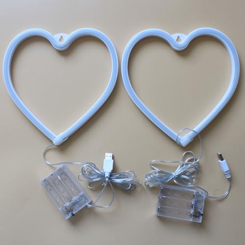 Image of Two Pink Hearts Neon Sign Neon Heart light for Wall Decor Room Store Bar Weddings Bachelorette Parties Marriage Proposals Birthday Parties Events Valentine'S Day Birthday Christmas Gift