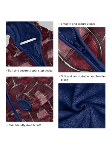 Red Wine Tall Glass Girls Fleece Jacket Girls Fall Jacket Boys Coats Zip Up Hoodie Children Sherpa Warm Outerwear 2-10T3