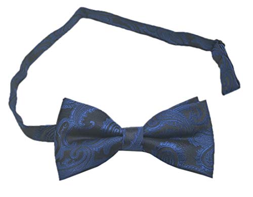 Biruil Men's Cummerbund Bow Tie Set Paisley Pretied Bowtie Hanky Pocket Square Set For Tuxedo Party Wedding (A Navy Blue) #TOP5
