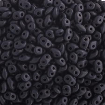 100 Grams Czech Superduo 2-Hole 2.5x5mm Jet Matte for Jewelry Making and DIY Crafts