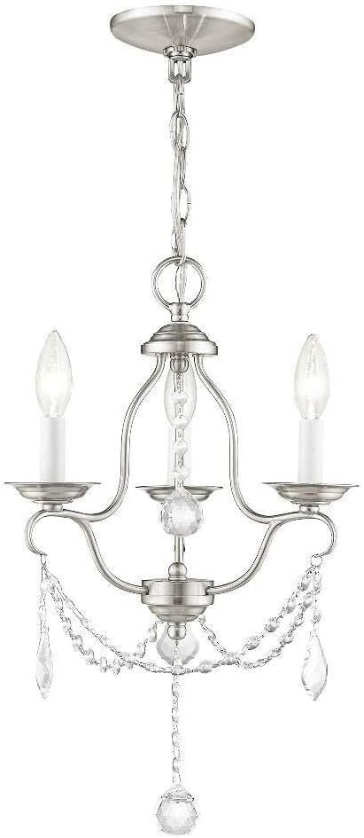 Livex Lighting 6423-91 Chesterfield 3 Light Mini Chandelier, Brushed Nickel