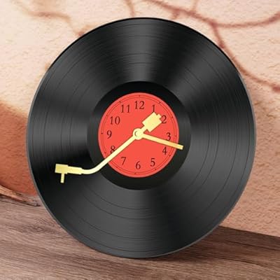 Leptetek 12" Vinyl Records Wall Decor, Vinyl Record Wall Clock, Unique Wall Clocks with Battery Operated (Battery Not Included) Music Decor and Room Decor
