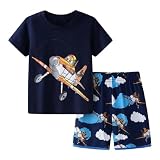 [sunkids] ディズニー ショベルカー Tシャツ パジャマ キッズ 子供服 ジュニア 上下セット 半袖&短パン 90-130cm 春夏 薄手綿 可愛い 柔らかい 快適 肌触りがいい (110, 黒1)