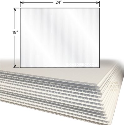 24-Pack of 24"x18" Ultra-Smooth Opaque Corrugated Plastic 4MM White Sign Blanks