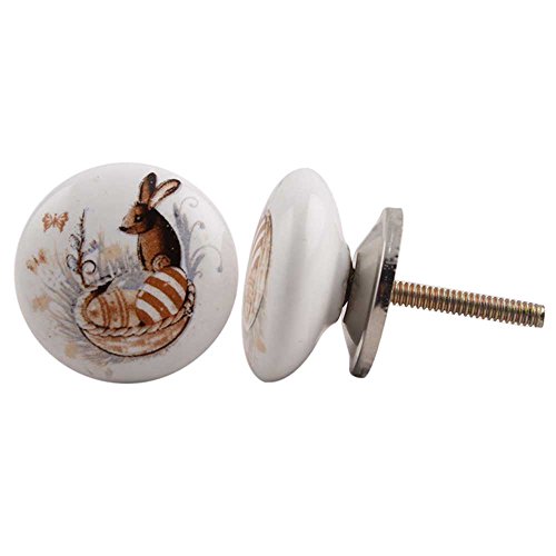 IndianShelf 4 Pieces Ceramic Multicolor Squirrel Flat Drawer Knobs for Kitchen Cabinet Hardware Door Decorative Dresser Pulls Luxury Wardrobe