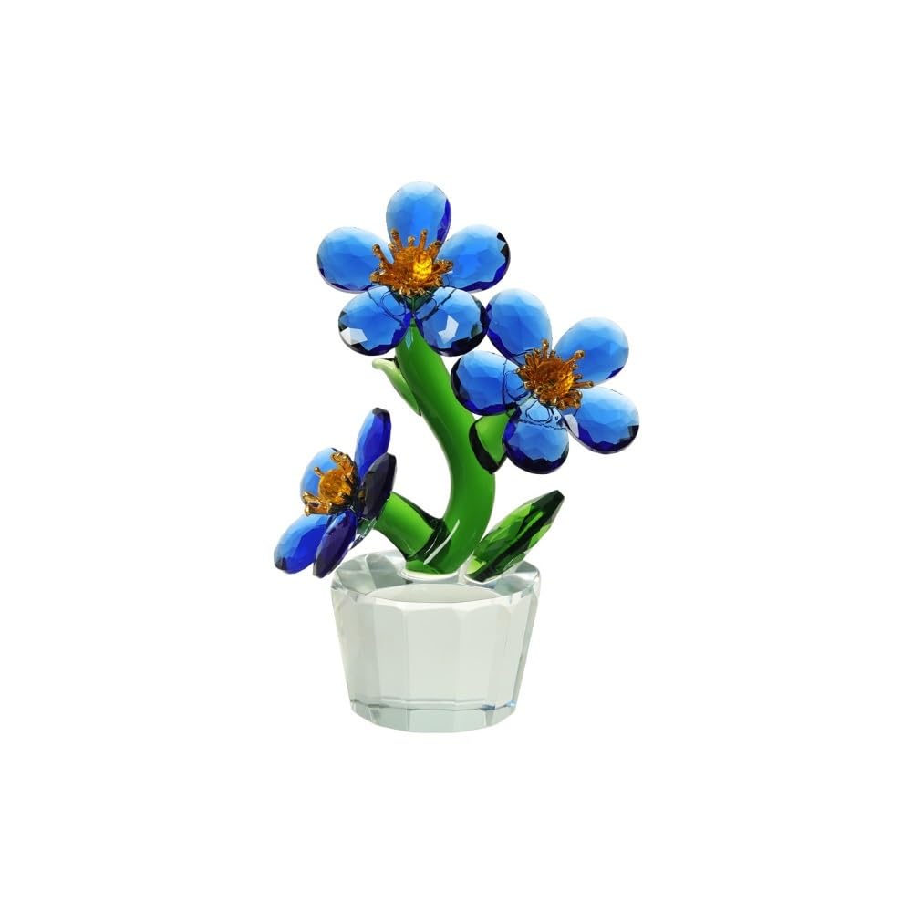 Huffa Threeflowersmediumblue Artificial Sunflower Crystal Ornaments For Desktop Living Room Decor