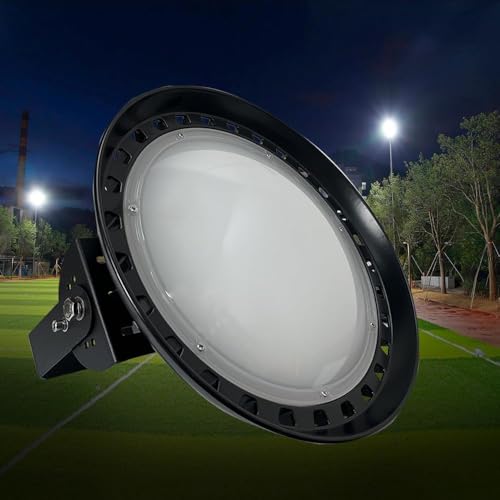 LED高天井照明 ハイベイライト led高天井灯 150W UFO型 LED投光器 バラストレス水銀灯相当 24000lm 工場用ライト 広角ライト 天井吊り用 作業灯 掲水銀灯代替天井吊り用 夜間作業ランプ 吊下げ式 投光器 倉庫 施設照明 工場照明 5Mコード付き 二年保証 (昼白色5000k, 150W)