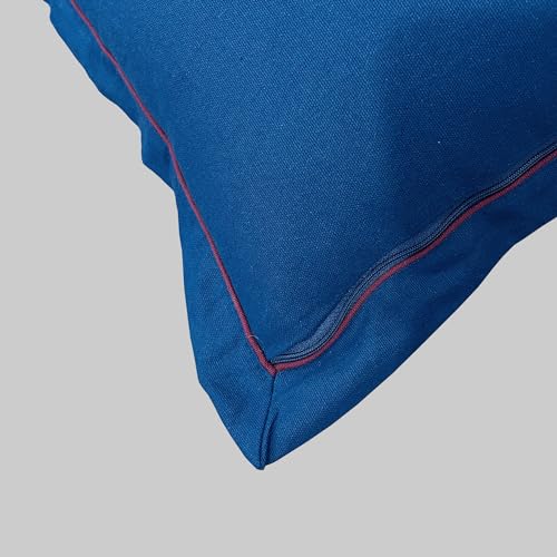 Image of Swayam Set of 2 Solid Cotton Blue Cushion Cover | 16 x 16 Inch | Soft Breathable Fabric with Hidden Zipper | Decorative & Stylish Cushion Covers for Sofa, Living Room, Bedroom & Couch
