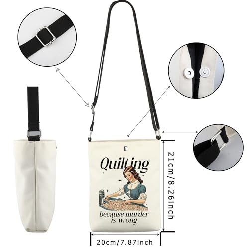 WCGXKO Sewing Gifts For Sewing Lovers Quilter Gift Quilting because murder is wrong Quilting Crossbody Bag2