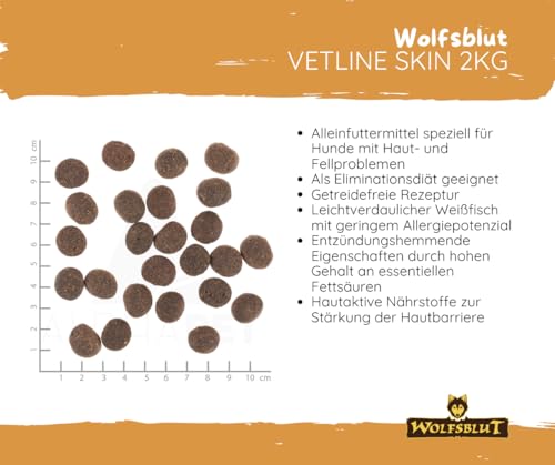 Wolfsblut Vetline Hundefutter - Skin & Coat, 2x2kg - Sparbundel, Sparpaket - inklusive Warnicks Tierfutterservice Hundesnack Goodie