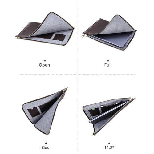 Sacoche ordinateur 14 pouces cuir vachette imperméable multi-poches
