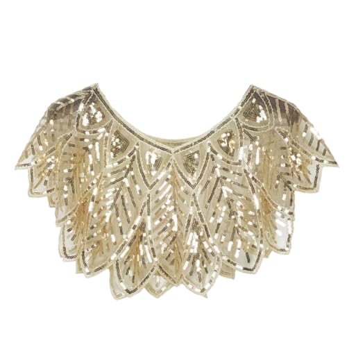 Women's 1920s Sequin Shawl Wrap Bridal Shawl Cover up Beaded Evening Cape for Party Carnival Dance Accessory, Almond