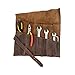 Hide & Drink, Large Tool Roll Up Bag (6 Slots), Portable Carry-On Pouch, Workshop Storage, Woodworking Tools Organizer, Full Grain Leather, Handmade, Bourbon Brown