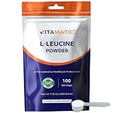 Vitamatic L-Leucine Powder 500g (17.6 oz), 5g Per Serving, Pure Amino Acid Supplement, Unflavored, Non-GMO, Gluten Free, Supports Muscle Recovery & Protein Synthesis, 100 Servings