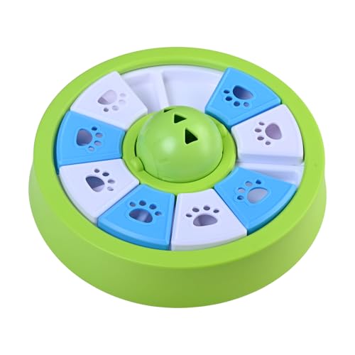 Kaiyzo Comedero Perro Anti Voracidad, Plato Puzzle Interactivo con 10 Compartimentos y 8 Tapas Móviles, Juguete para Perros con Bola Central Sonora para Estimulación Mental y Entrenamiento, Verde