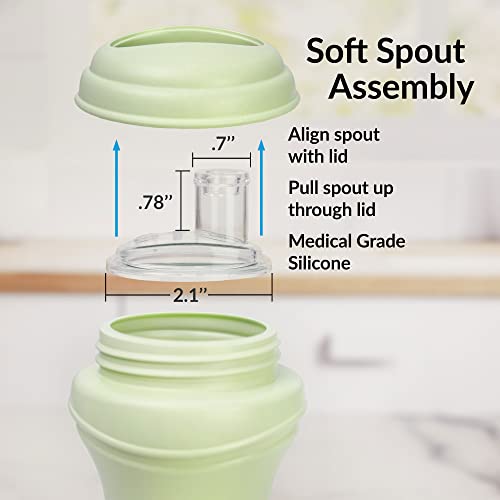 Re Play - Soft Spout 8 Oz Sippy Cups For Baby, Toddlers, And Children - 2 Pack With Clip Lid - Ice Pink/Leaf (Ice Pink, Leaf) #TOP2