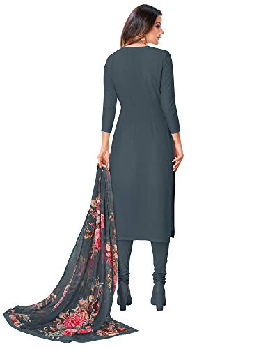 Image of AKHILAM Women's Chanderi Cotton Embroidered Unstitched Salwar Suit Material(Red 32DMK80 Parent)