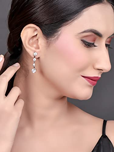 Image of Pissara 925 Sterling Silver Cubic Zirconia Earrings For Women And Girls|with Authenticity Certificate, 925 Stamp & 6 Months Warranty