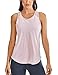 CRZ YOGA Mujer Camiseta de Tirantes de Malla Sin Mangas de Yoga Fitness Deportiva Rosa Gris 44