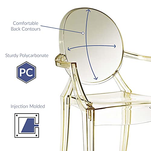 Modway Casper Modern Acrylic Stacking Kitchen And Dining Room Arm Chair In Yellow - Fully Assembled #TOP2