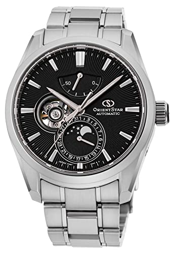Orient Star Moon Phase Men Contemporary Automatic Black Dial Sapphire Glass Watch RE-AY0001B