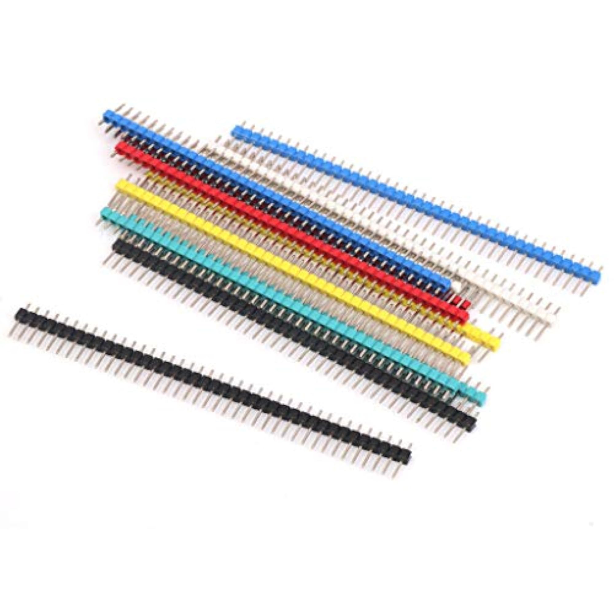 12pcs Multicolor Male Single Row Pin Headers, 2.54mm Pitch