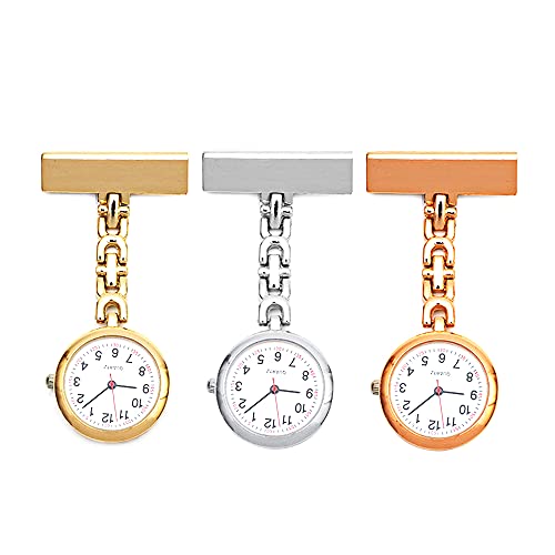 LAOJIA Relógio de distintivo de lapela para enfermeira Relógio com alfinete de lapela para enfermeir