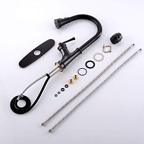 Appaso Kitchen Faucet With Pull Down Sprayer, Oil Rubbed Bronze Single-Handle High Arc Single Hole Pull Out Kitchen Sink Faucets With Escutcheon #TOP6