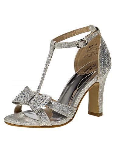 Josmo Girls Open Toe Ankle T Straps - High Heels Block Chunky Sandals (Big Kids - Adults)