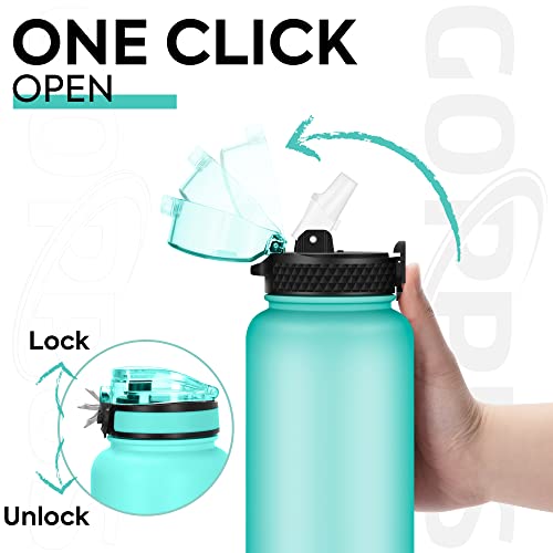 Goppus 40 Oz Insulated Water Bottle With Straw Stainless Steel Sports Water Cup Flask With 3 Lids (Straw, Spout And Handle Lid) Wide Mouth Resusable Metal Water Bottles Keep Hot And Cold For Men Women #TOP4