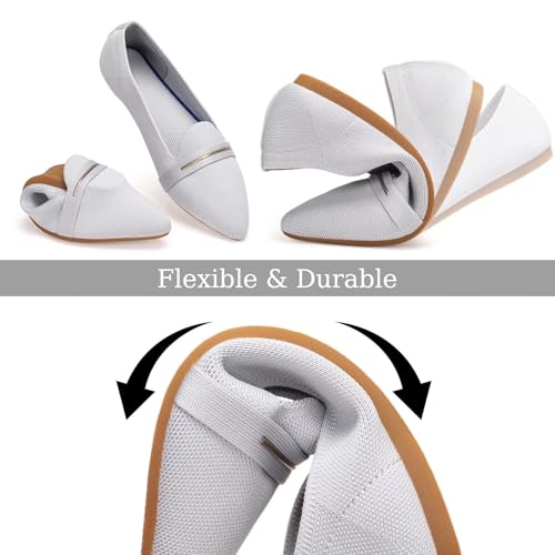 Image of Frank Mully Women's Casual Loafer Flats Slip On Loafer Shoes Comfortable Knit Flat Shoes Classics Pointy Toe Loafer Flats,for Work,Travel