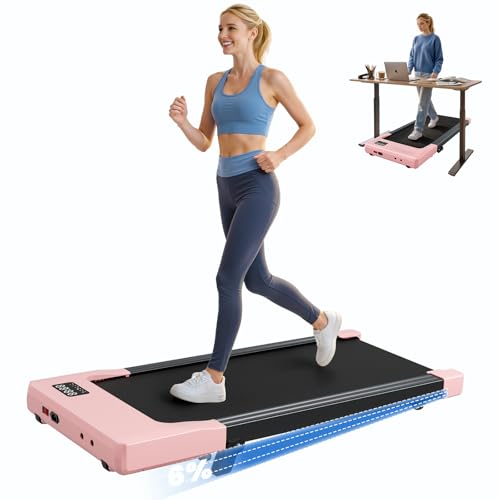 Image of DeerRun Walking Pad with 6% Incline, 3 in 1 Under Desk Treadmill for Home Office & Small Spaces, 2.5HP Quiet Walking Pad Treadmill with 300lb Capacity, 0.6-3.8MPH, App & Remote Control
