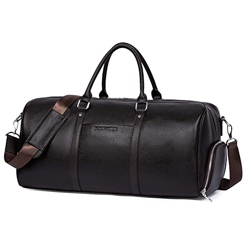 BOSTANTEN Genuine Leather Travel Weekender Overnight Duffel Bag