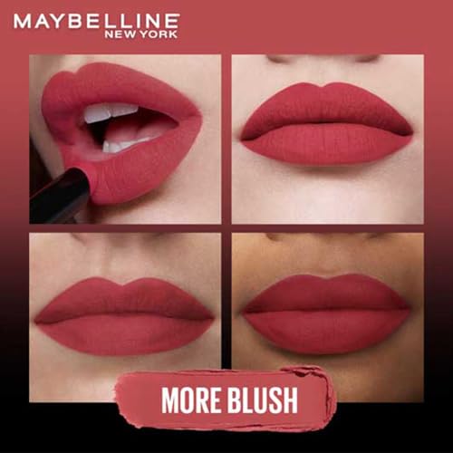 Image of Maybelline New York Lipstick, Matte Finish, Bold Colour, Enriched With Jojoba Oil, Color Sensational Ultimattes, 499 More Blush, 1.7 g (Pack of 2)