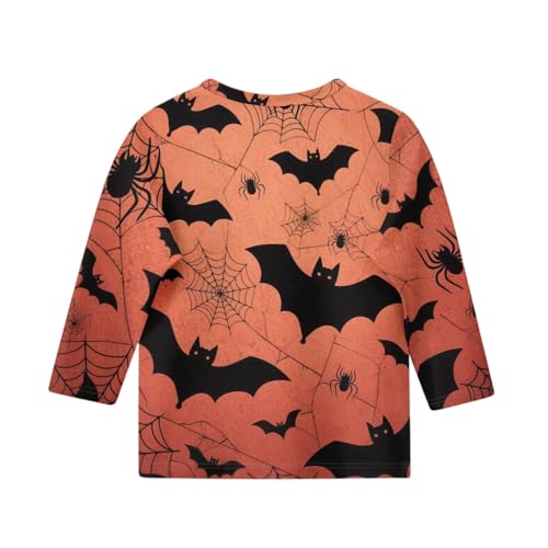 Girls Halloween Long Sleeve Shirt Cute Pumpkins Print Top Kids Fall Holiday Casual Crewneck Tee2