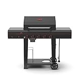 Megamaster 720-0982 5 Burner Propane Barbecue Gas Grill, Side Shelves with Hooks, for Outdoor...