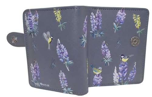 Shag Wear Summer Lupines and Nature Scene Small Wallet for Women and Teen Girls Vegan Faux Leather Grey 4.5
