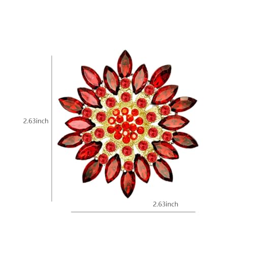 Image of Large Crystal Flower Brooch Pin for Women Red purple pink green Rhinestone Flower Lapel Pin Wedding Party Birthday Dance Banquet Dress Suit Ceremony Clothes Hat Bag Accessories Jewelry
