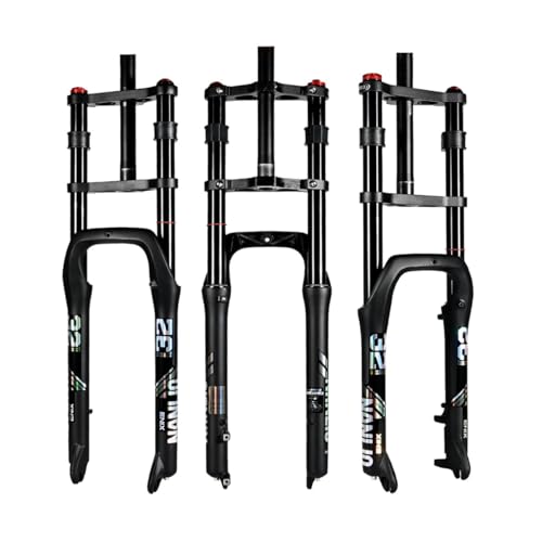 HZXQCVB 20/26 X 4,0 Zoll Fat Tire Luftfedergabel 135mm Federweg 9mm Schnellspanner 135mm Nabenabstand Doppelkrone Vorderradgabel Für Fat-/Schnee-/Strand-/E-Bikes(20IN)