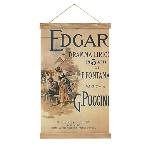 ジャコモ・プッチーニ オペラ スクロールポスター 壁掛け ファブリック 装飾 木製フレーム ハンガー マグネットキット ホルダー プリント写真 リビングルーム 寝室 装飾用
