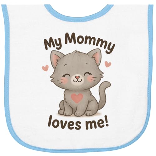 inktastic Cute Kitten My Mommy Loves Me Baby Terry Cloth Bib